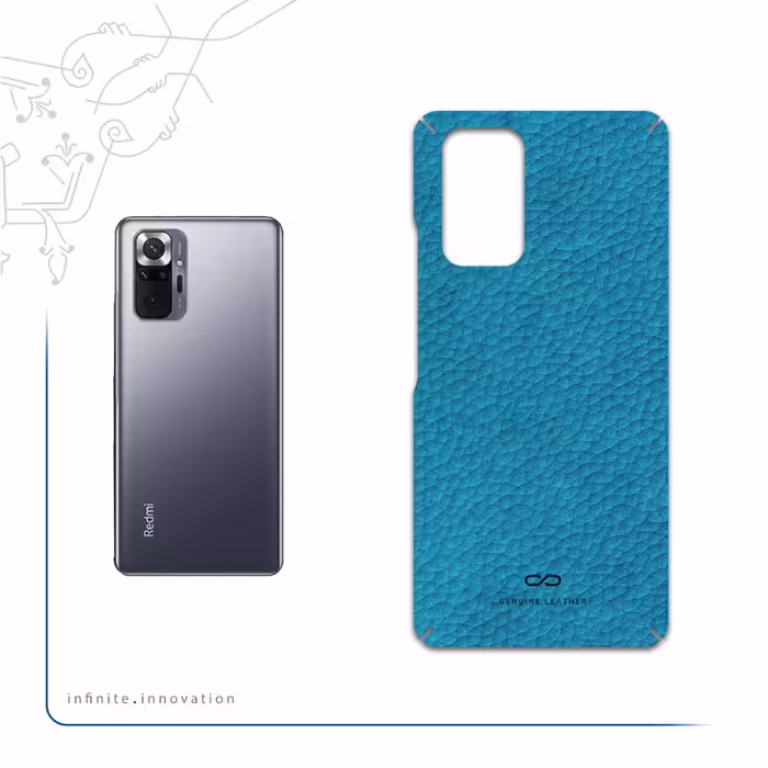 برچسب پوششی ماهوت مدل Blue-Leather مناسب برای گوشی موبایل شیائومی Redmi Note 10 Pro Max