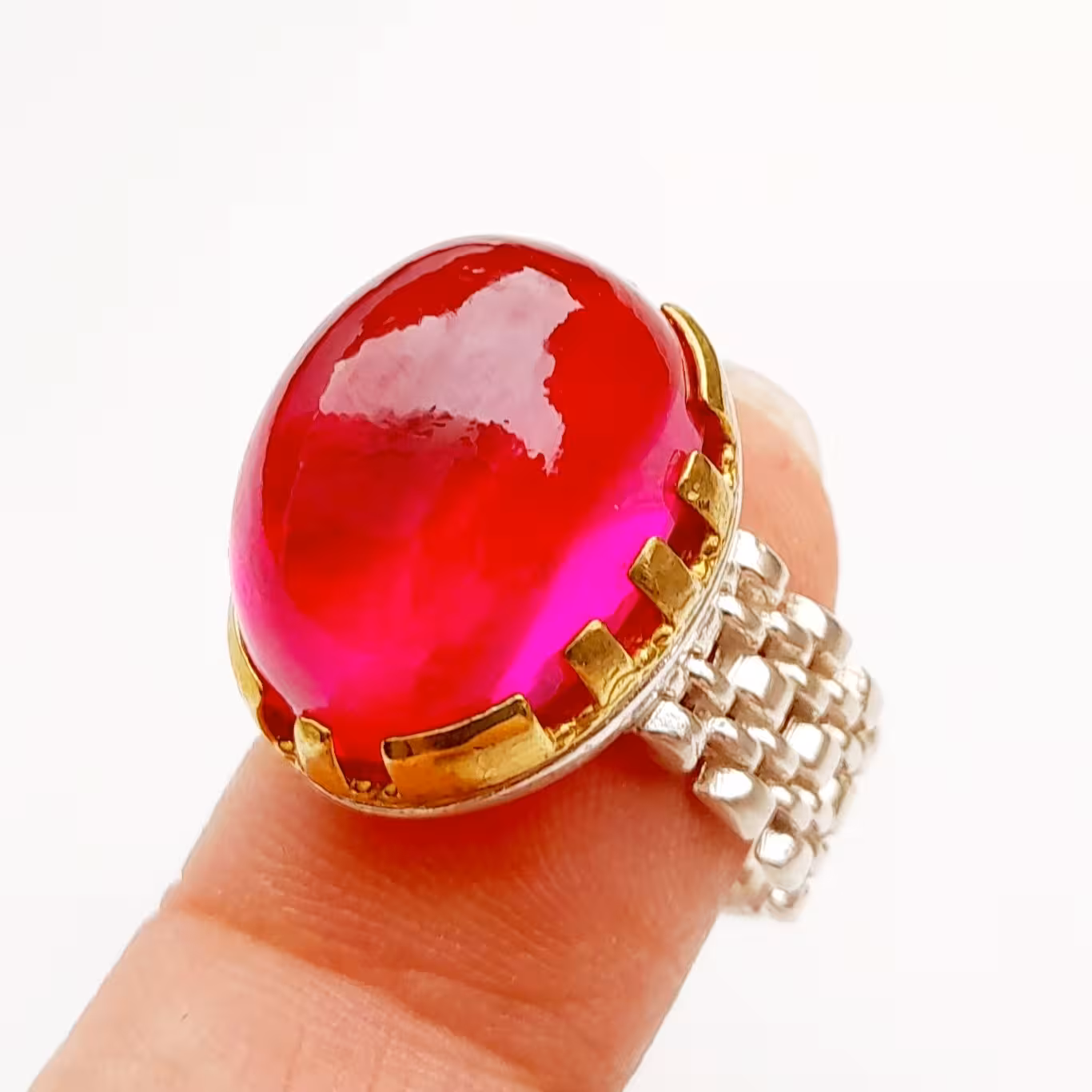 انگشتر نقره یاقوت سرخ مردانه عیار 925