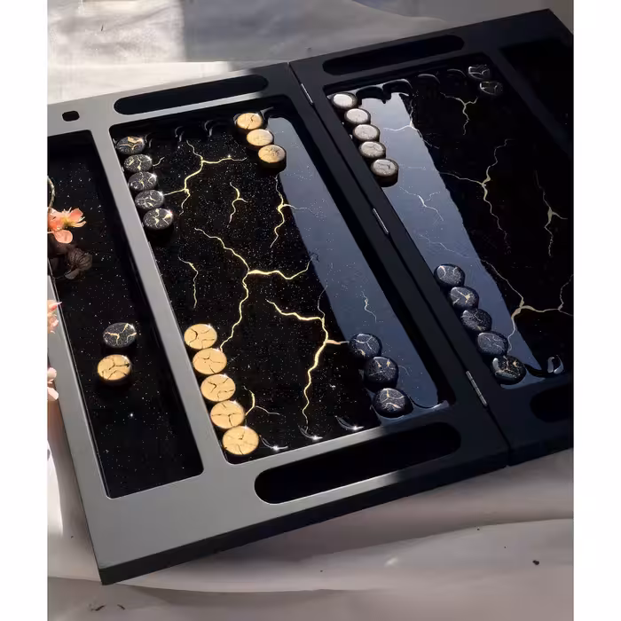 تخته نرد رزین طرح مرمر کد a150004