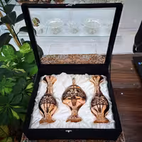 ست گلدان و شکلات خوری مس الماس تراش سایز بزرگ هدیه ای نفیس و ماندگار به همراه باکس جیر (مستقیم و بدون واسطه از تولیدی)