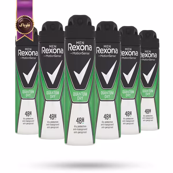 6 عدد اسپری دئودورانت ضد تعریق مردانه رکسونا Rexona مدل کنترل حرفه‌ای تعریق Quantum Dry حجم 200 میلی لیتر (اورجینال)