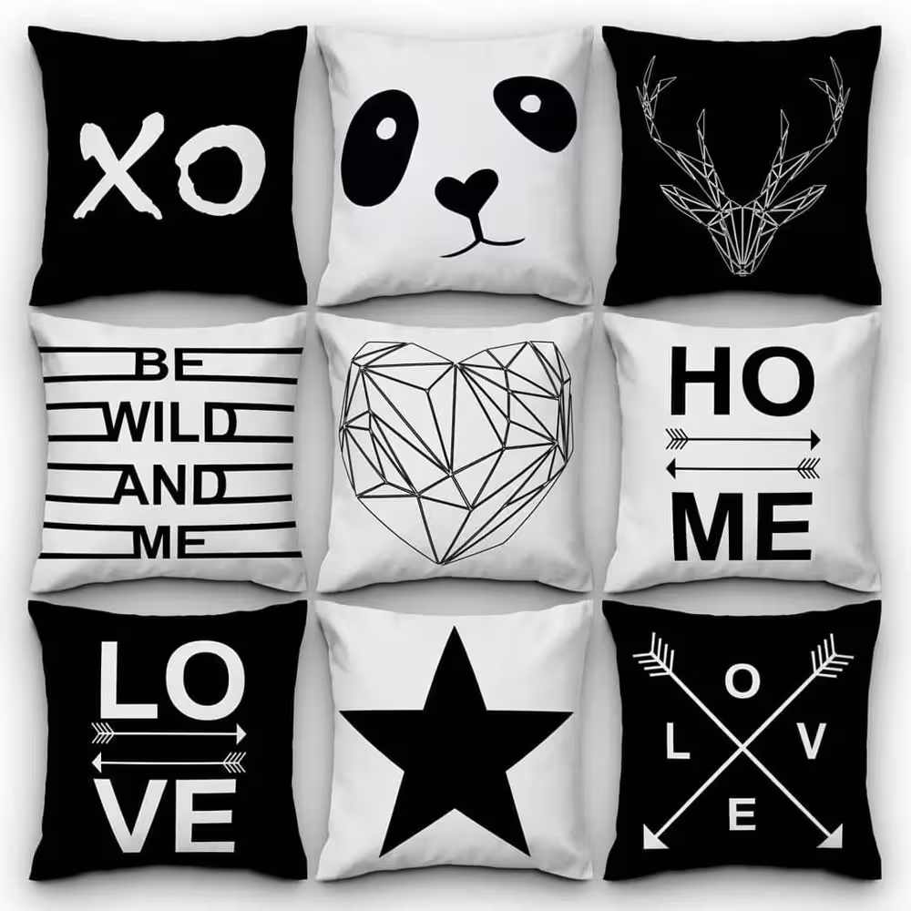 کاور کوسن کد 135 (ست سیاه و سفید)