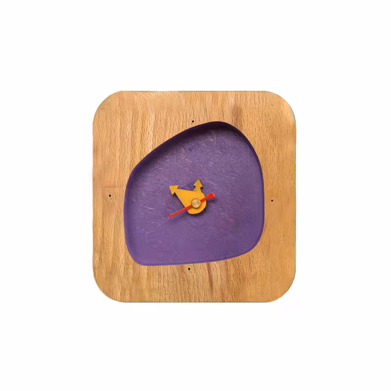 ساعت رومیزی  پرکار چوبی ساده (بنفش)