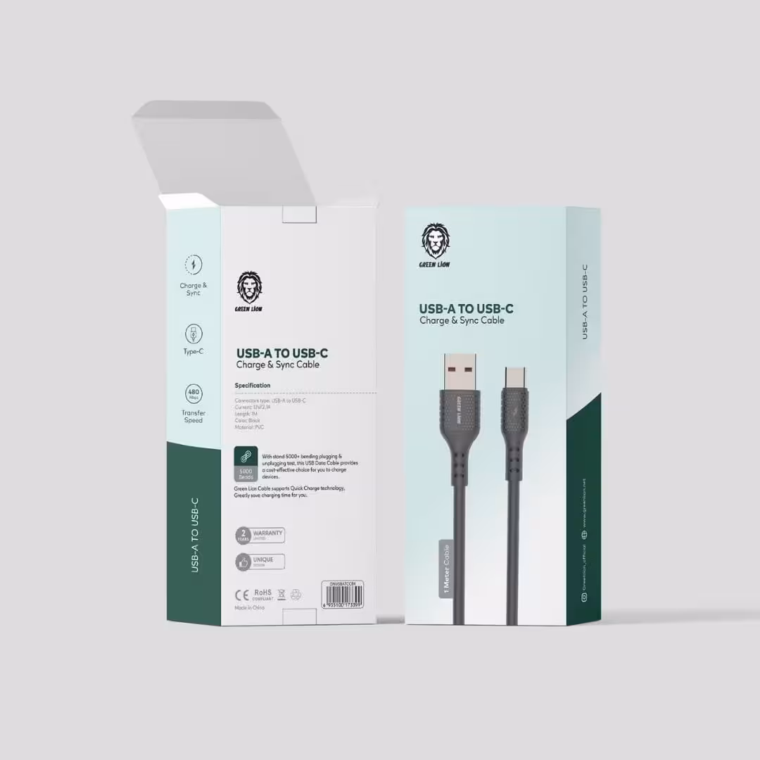 کابل USB-A به تایپ سی 1 متر گرین Green USB-A to USB-C cable