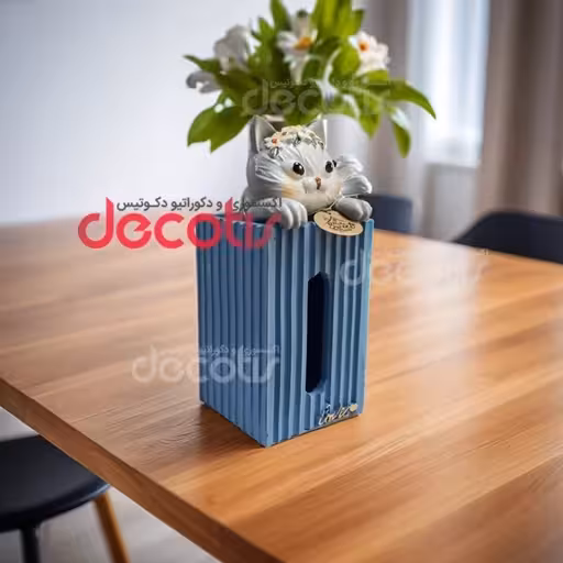 جادستمالی فانتزی طرح گربه ملوس (سرمه ای)