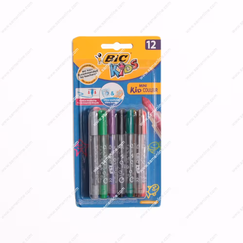 ماژیک 12 رنگ بیک مدل MINI KID COULEUR