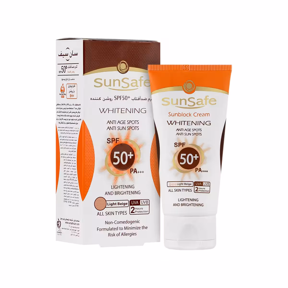 کرم ضد آفتاب روشن کننده کرم پودری SPF50 سان سیف