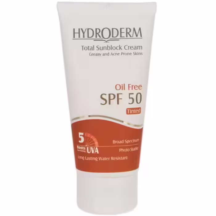 کرم ضد آفتاب SPF50 فاقد چربی هیدرودرم رنگی (50 میل)