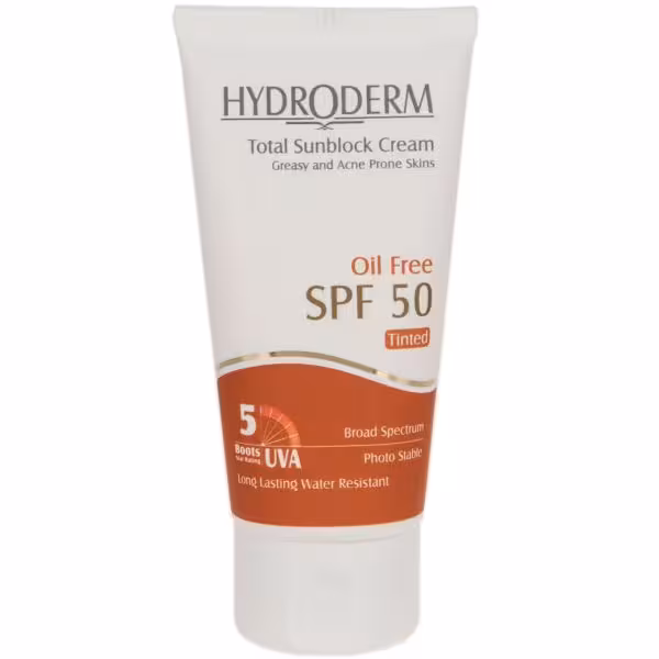 کرم ضد آفتاب SPF50 فاقد چربی هیدرودرم رنگی (50 میل)