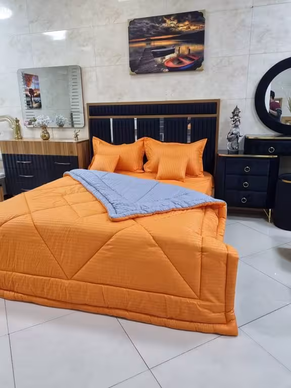 روتختی هتلی راه راه نخ پنبه طوسی نارنجی