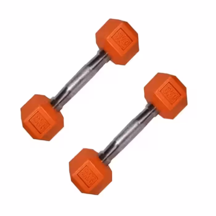 دمبل شش ضلعی رنگی 2کیلو بسته 2 عددی