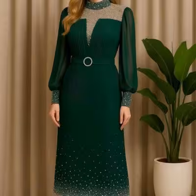 پیراهن زنانه حریر مدل مجلسی مهتاب