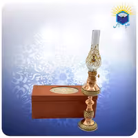 چراغ نفتی مس و خاتم کاری شالدار  با جعبه ام دی اف چرمی