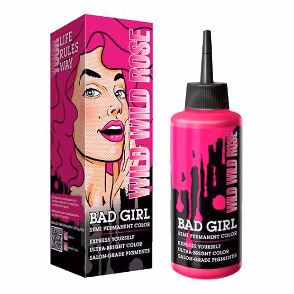 شامپو رنگ مو فانتزی بد گرل BAD GIRL مدل WILD WILD ROSE صورتی حجم 150 میلیلیتر