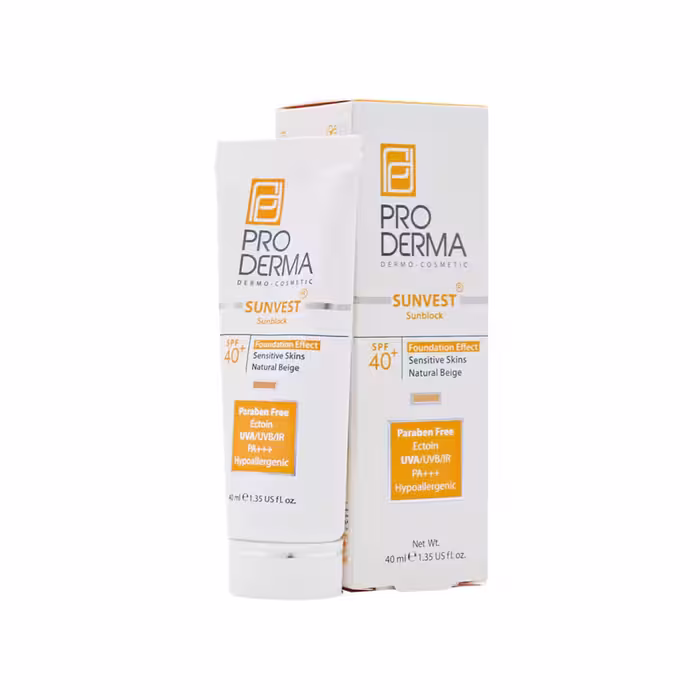 کرم ضد آفتاب مینرال رنگی  ⁺SPF40 مناسب پوست های حساس حجم 40 میلی لیتر پرودرما
