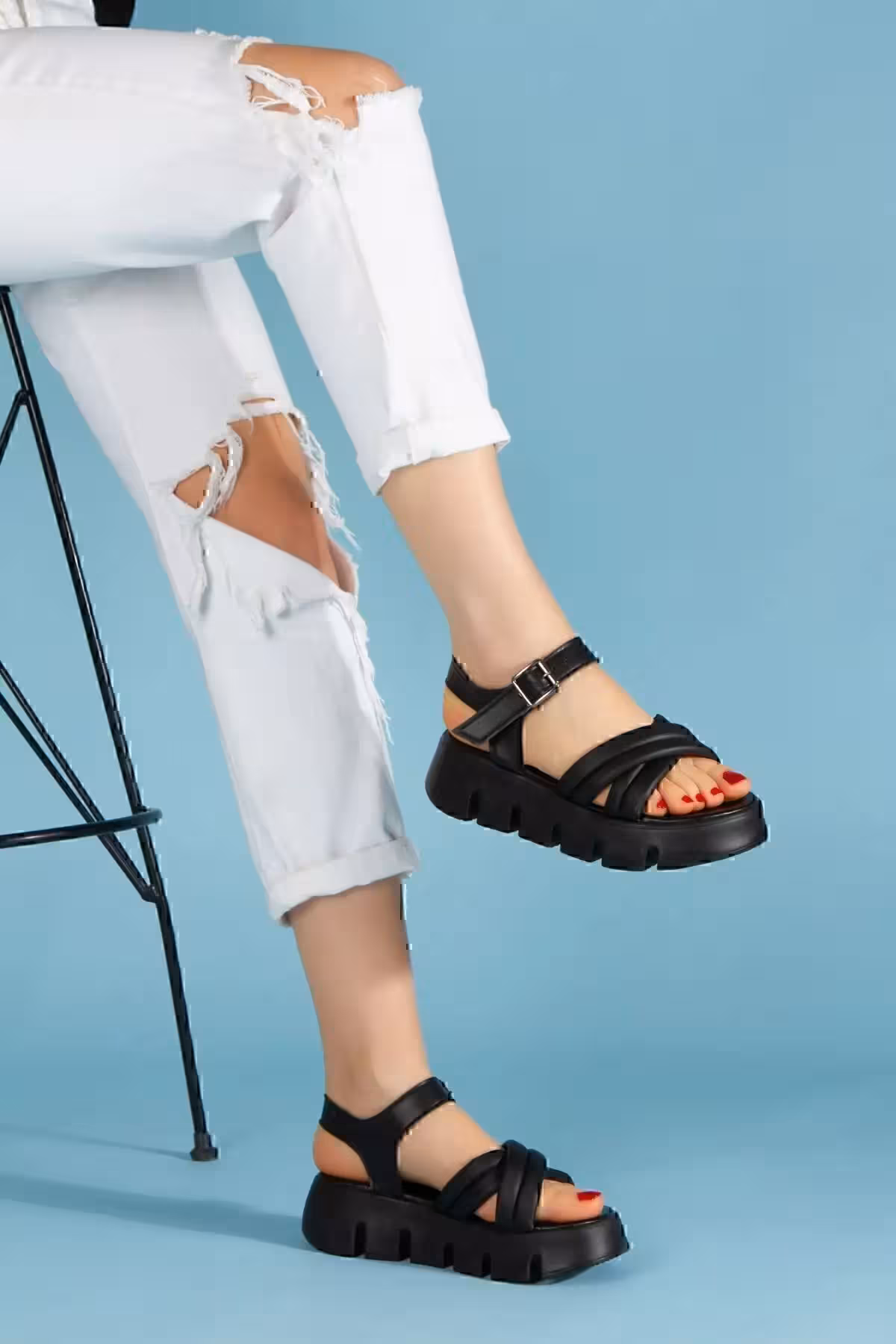 کفش صندل زنانه orthopedic چرم مشکی – 4094