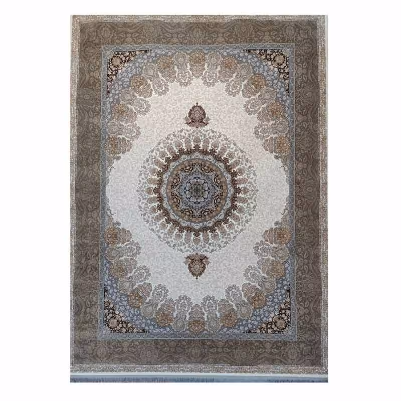 فرش 1200 شانه گل برجسته کد 12141 زمینه سفید