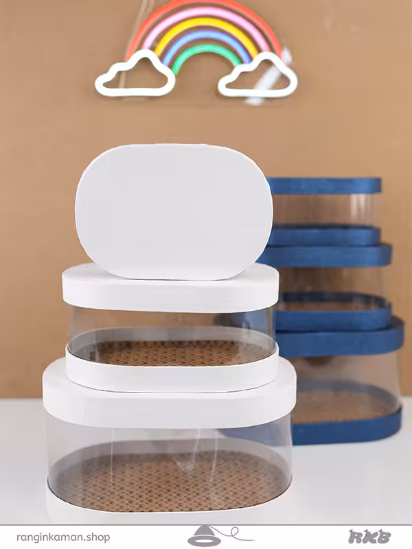 جعبه بیضی 3 تکه طلقی 3 piece oval box