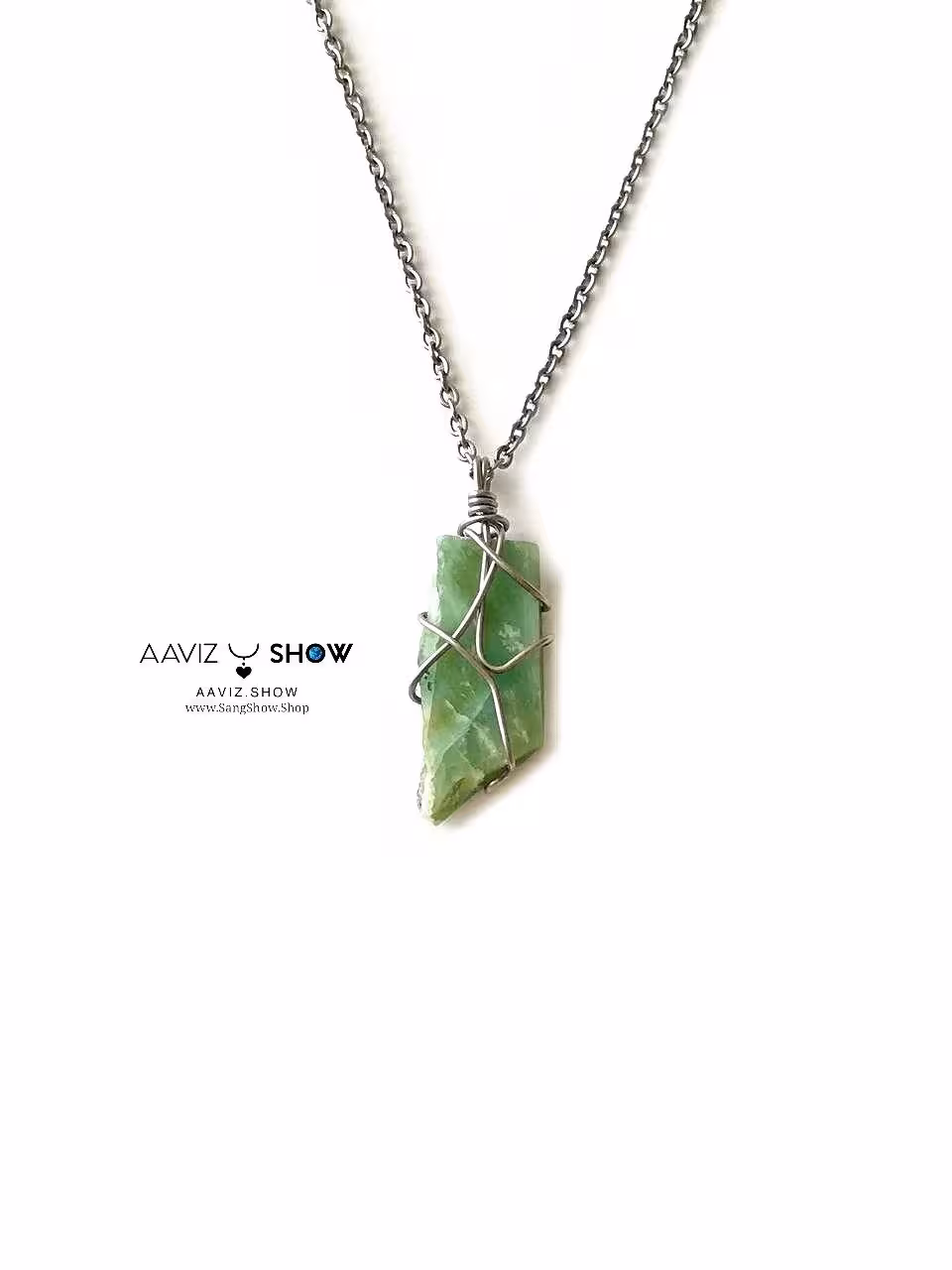 گردنبند خوش شانسی سنگ اونتورین راف و معدنی A1008