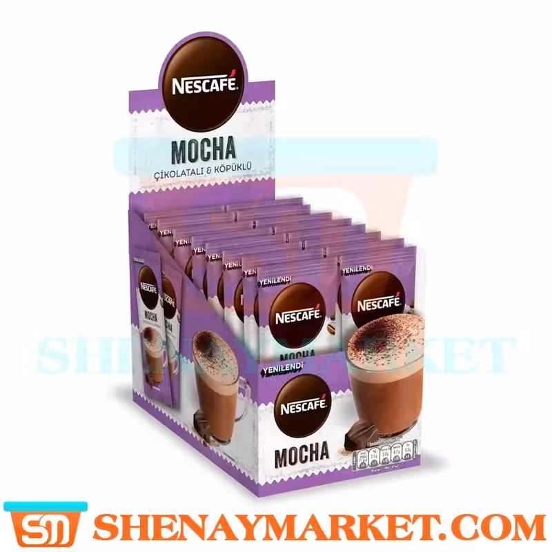 قهوه ساشه ای موکا نسکافه با طعم شیر شکلاتی و خامه فراوان بسته 24 عددی