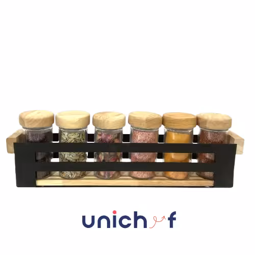 جاادویه فلزی یک ردیفه 6 عددی چوبیUN-6164