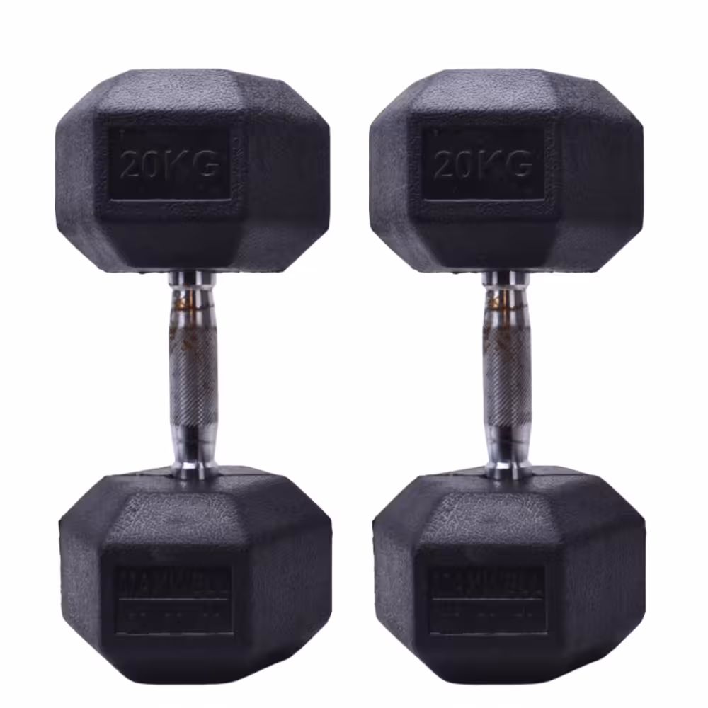 دمبل 6 ضلعی طرح چرم 22.5 کیلویی MAXWELL (بسته 2 عددی)