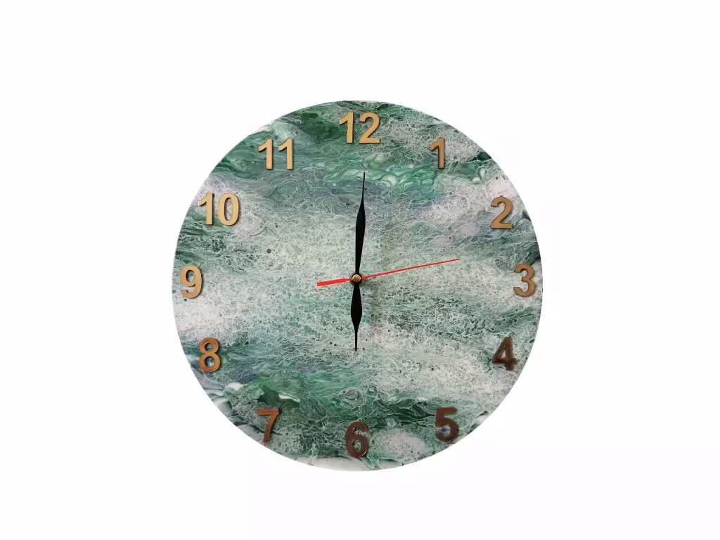 ساعت دیواری رزینی ( طرح رنگی ) قطر 34 سانتی متر