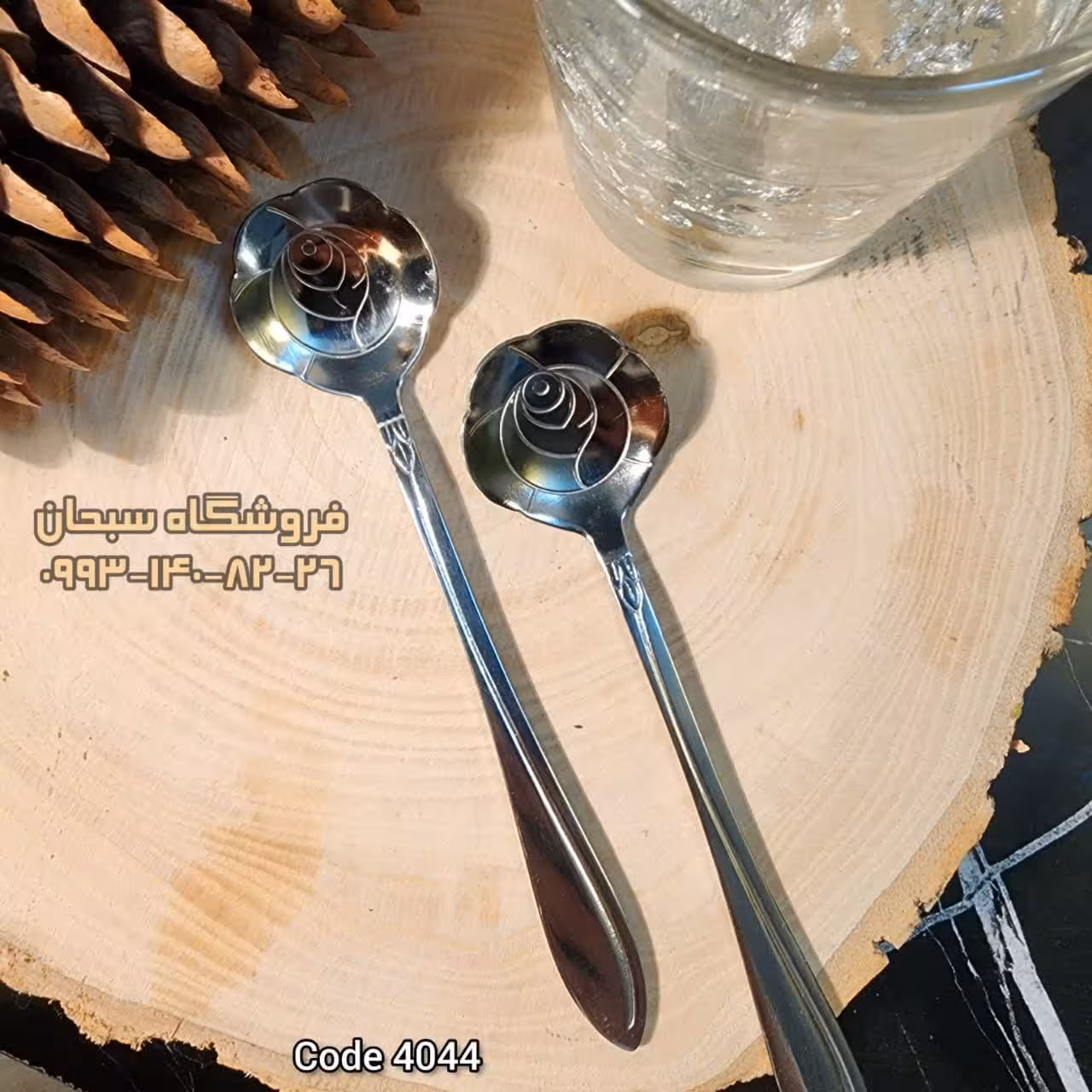 پک 6 عددی قاشق چایخوری استیل طرح گل