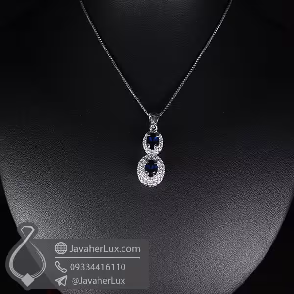 گردنبند نقره طرح یاقوت کبود مدل ژنگ _ کد : 100564