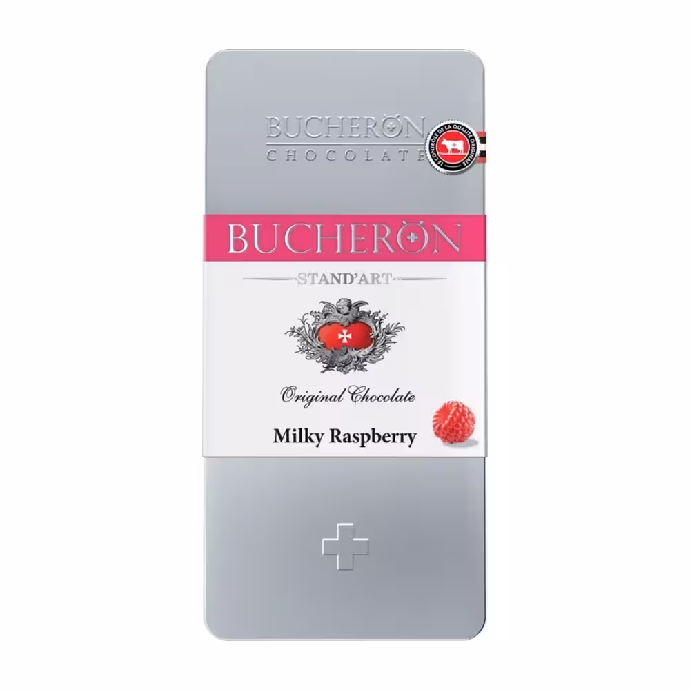 تابلت شکلات شیری بوچرون با طعم رزبری مدل استند آرت 100 گرم
