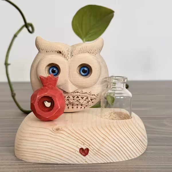 گلدان جغد دانا و انار طرح ده