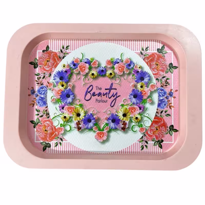 سینی طرح گل رنگ صورتی