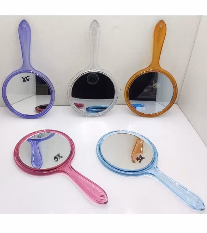 آینه آرایشی دسته دار 2 طرفه متوسط (پست پیشتاز پس کرایه)