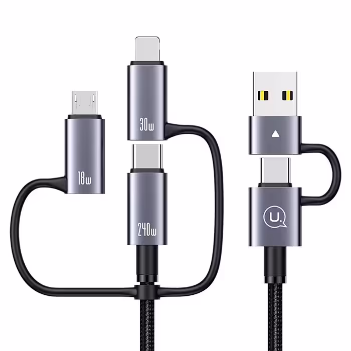 کابل تبدیل USB و USB-C به لایتنینگ، Micro USB و USB-C مدل sj738 طول 120 سانتی متر