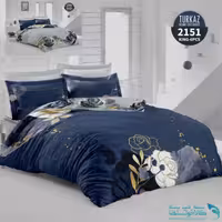 روتختی طرح گل رز سرمه ای دو نفره برند Turkaz کد 2151