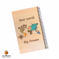 دفتر خط دار چوبی 80 برگ طرح قاره ها ایمان (iman)