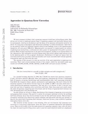 خرید و دانلود نسخه کامل کتاب Approaches to Quantum Error Correction