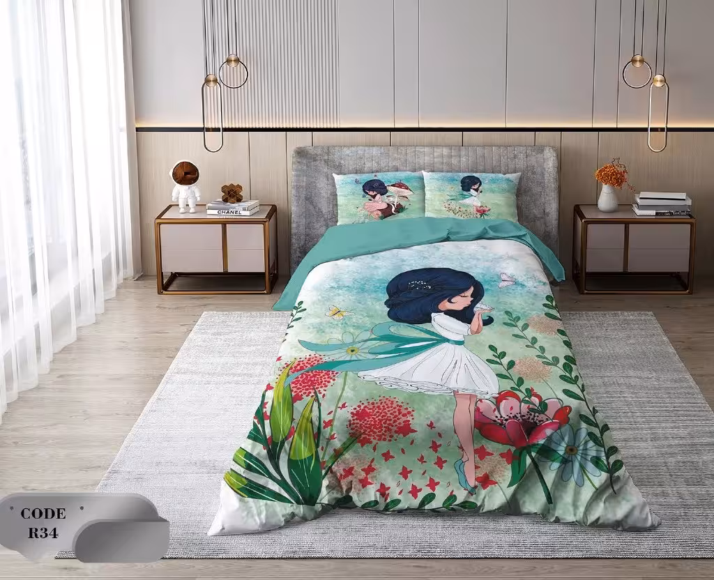 سرویس روتختی 2 نفره 6 تکه ابعاد 2.25 ×2.35 کشدار ضد حساسیت و عرق کد R34 | ست خواب و ست روتختی