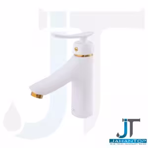 شیر روشویی اهرمی سفید طلایی آریانا (مدل کارون)