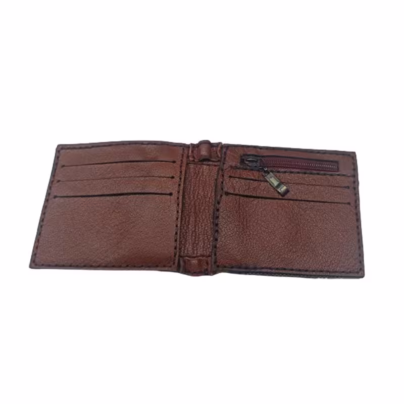 کیف پول دست دوز چرم مردانه ، چرم طبیعی گاو