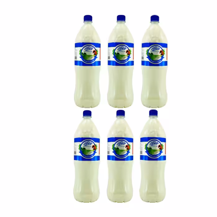 دوغ گرمادیده بدون گاز با طعم نعنا خوشگوار 1500 میلی لیتری بسته 6 عددی