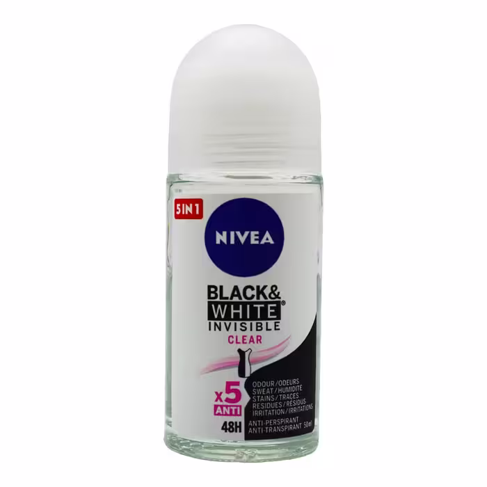 مام رول زنانه نیوآ NIVEA اصل آلمان مدل Black and White Clear حجم 50 میلی لیتر