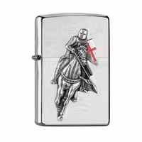 فندک زیپو Zippo مدل Z-2007441 | فندک بنزینی طرح کلاسیک کروم | گلادیاتور، اسب | ساخت آمریکا | با گارانتی مادام العمر | مناسب برای استفاده روزمره و مجموعه‌داری