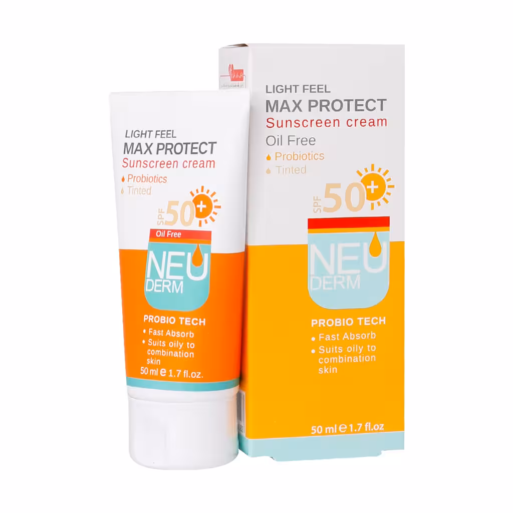 رم ضد آفتاب مکس پروتکت SPF50 نئودرم مناسب پوست چرب LIGHT FEEL MAX PROTECT SUNSCREEN CREAM NEU DERM