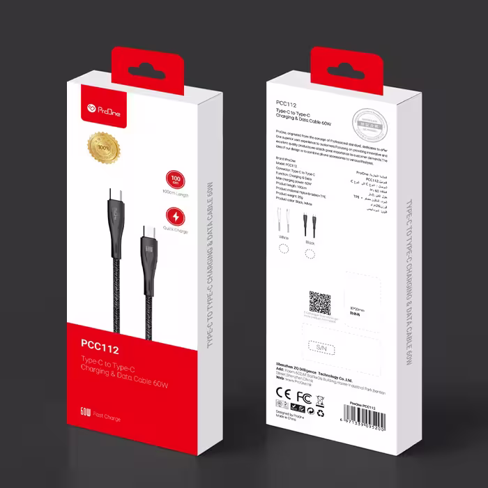 کابل تایپ سی به تایپ سی پرووان TYPE-C TO TYPE-C CABLE PCC112