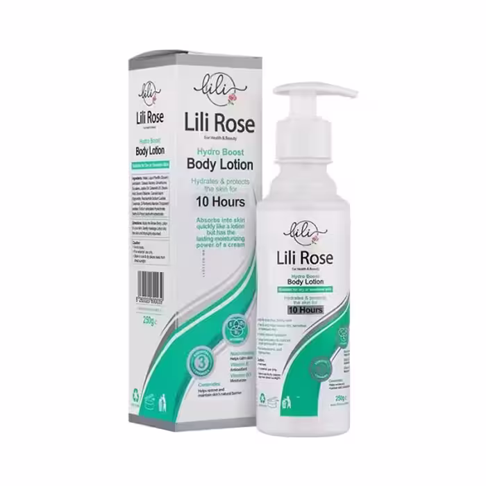 لوسیون بدن  آبرسان هیدروبوست 10ساعته لی لی رز 250 گرم