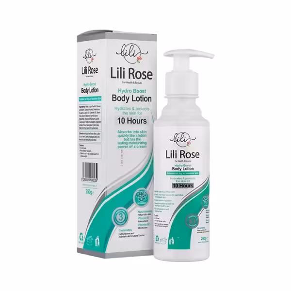 لوسیون بدن  آبرسان هیدروبوست 10ساعته لی لی رز 250 گرم