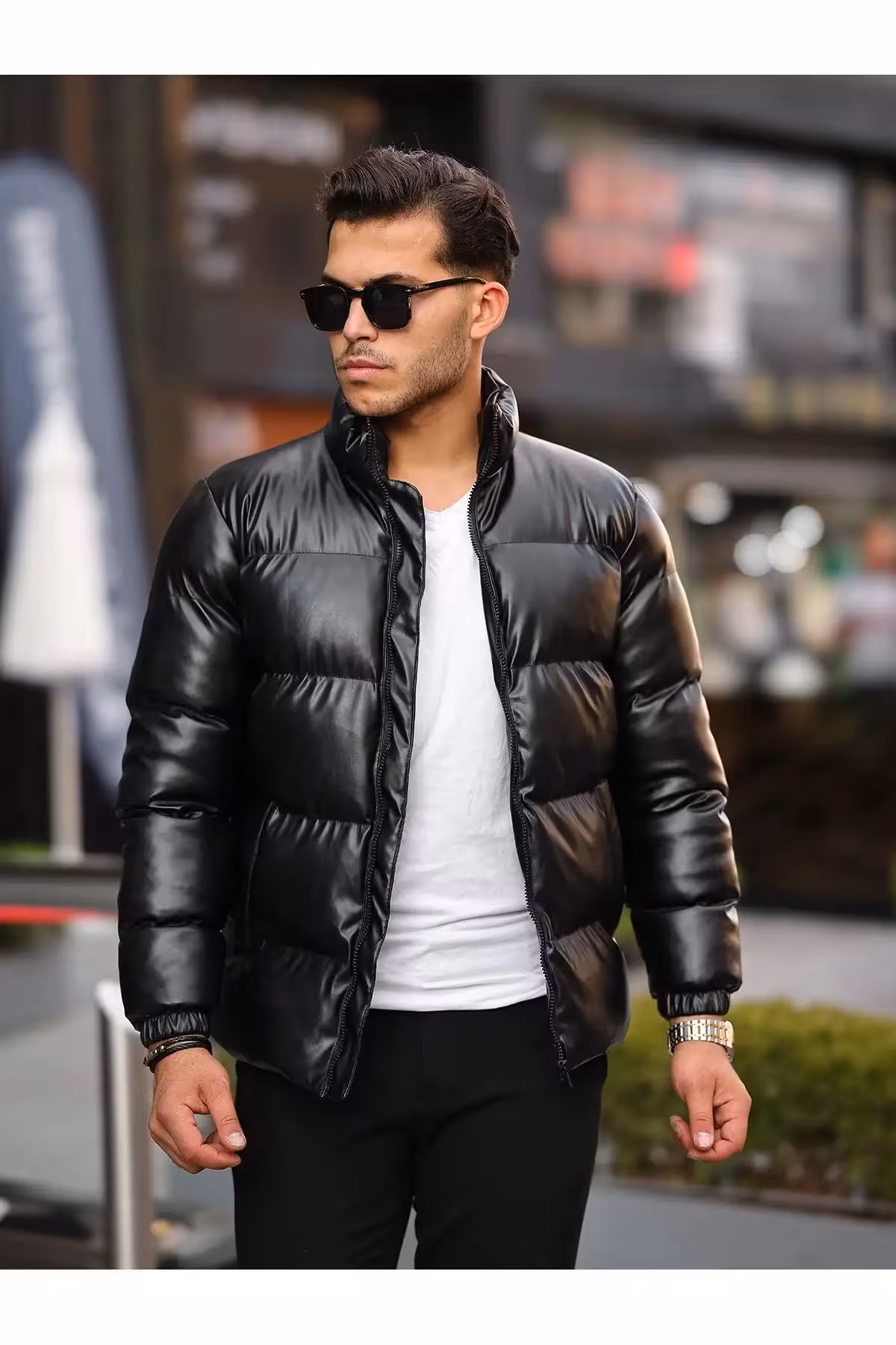 کاپشن چرمی مردانه مخصوص زمستان، ضد آب و سرما، کاپشن پف کرده - 7271