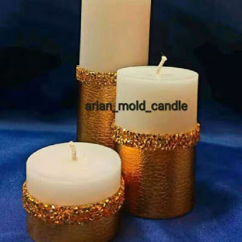 ست شمع استوانه طلایی در  دو رنگ