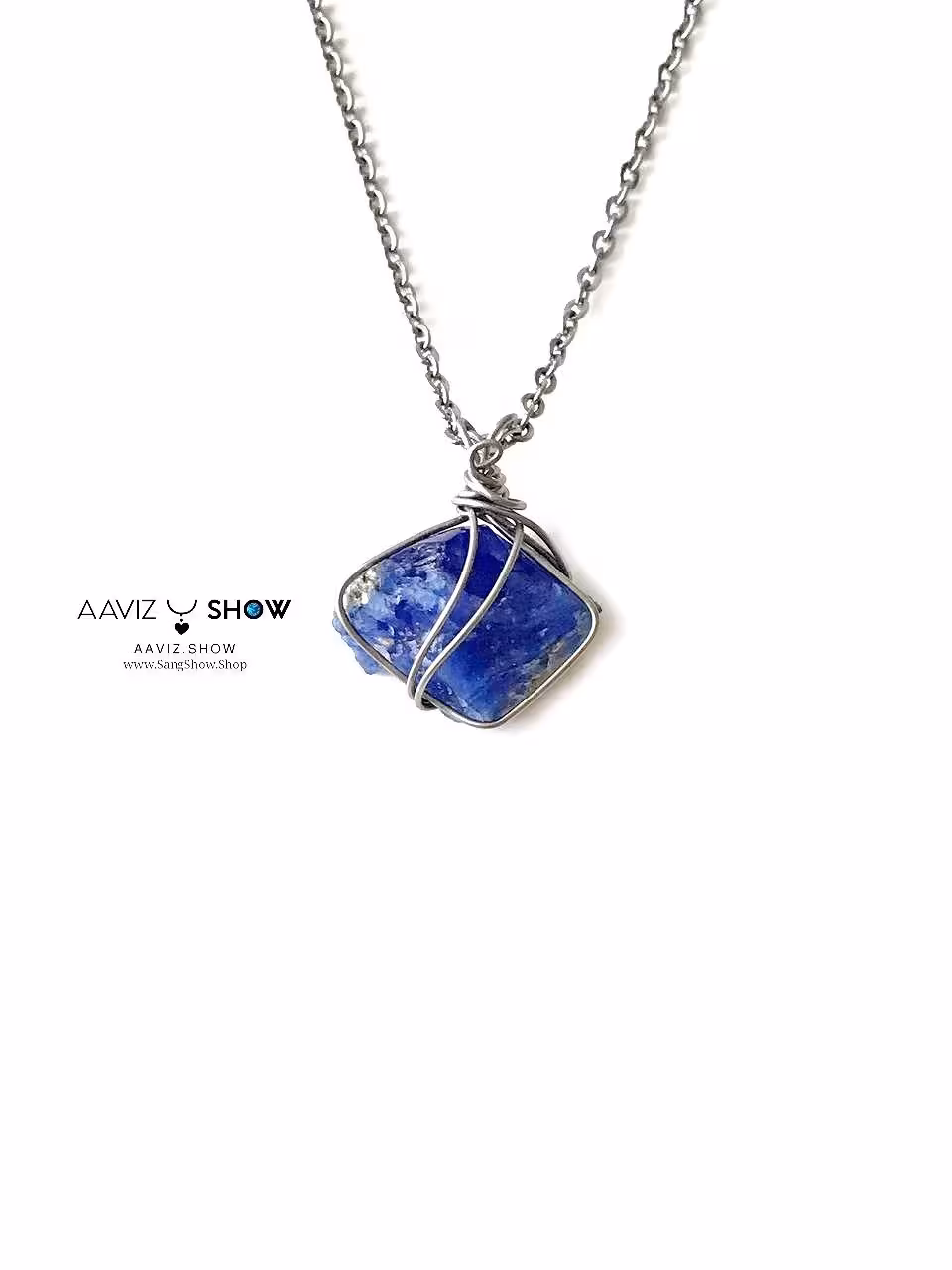 آویز ابسیدین آبی اسنوفلیک یا برفی نمونه استثنایی و اصل A1209